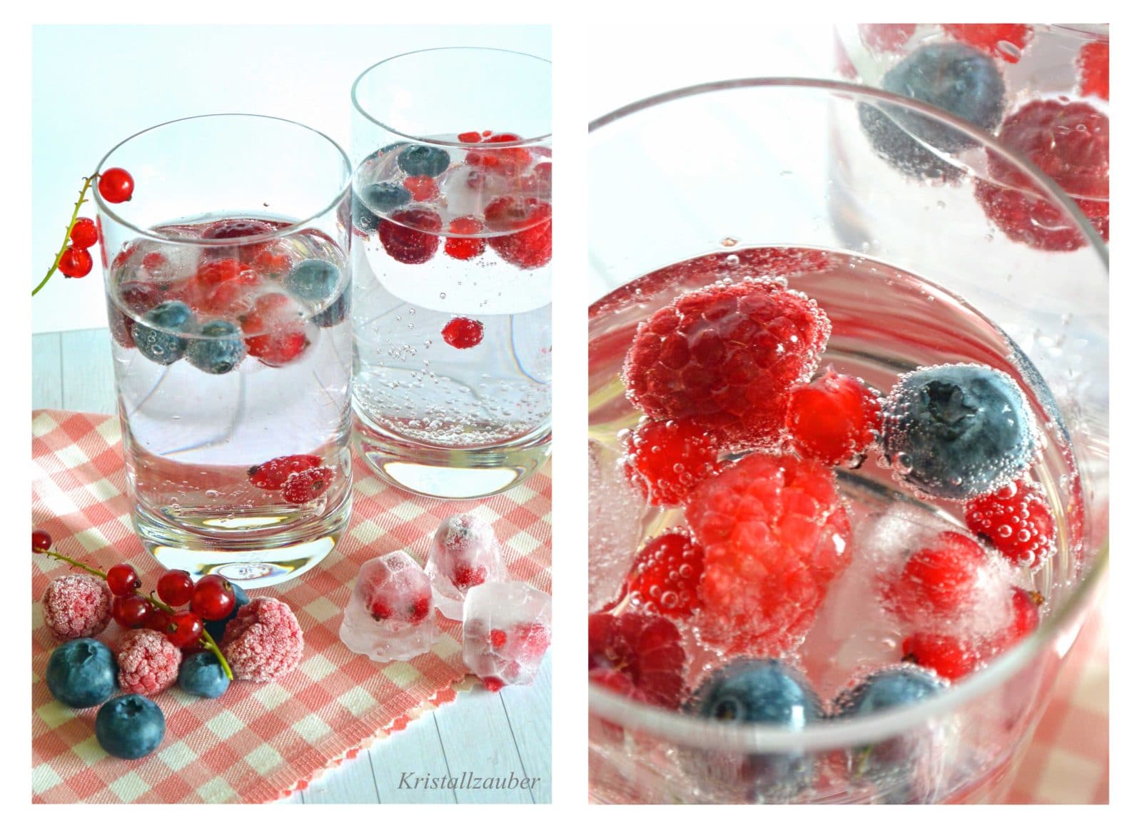 Beeren-Wasser mit Früchte Eiswürfel