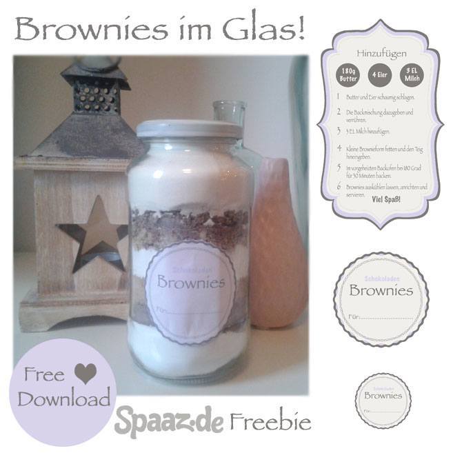 BrownieBackmischung im Glas mit Freebie Etiketten