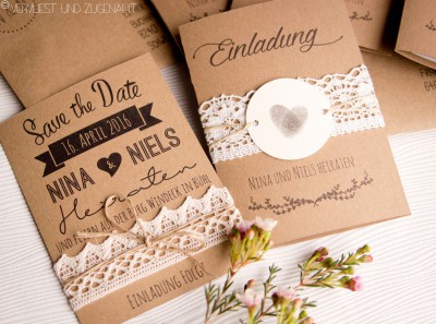 Hochzeitseinladungen aus Kraftpapier - Inkl Vorlage