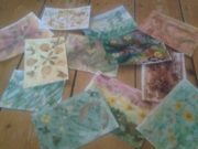 Blätterdruckpostkarten und Blütenpostkarten