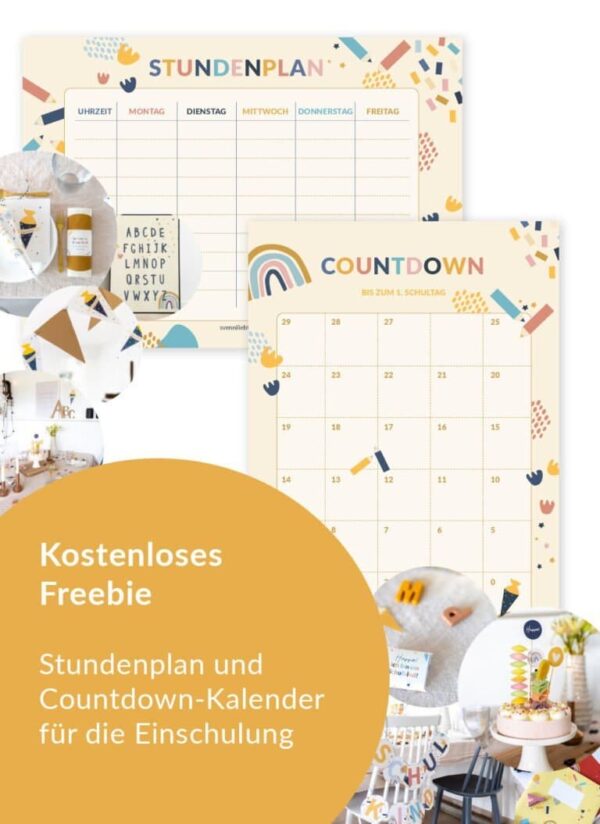 Kostenloses Freebie: Stundenplan & Countdown-Kalender zum ersten Schultag