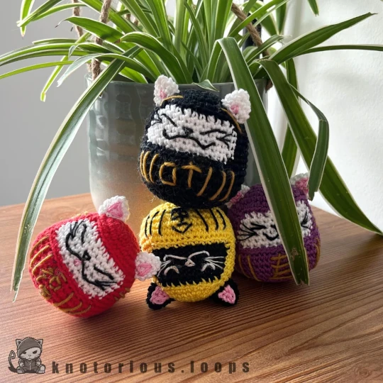 Daruma-Katze Amigurumi